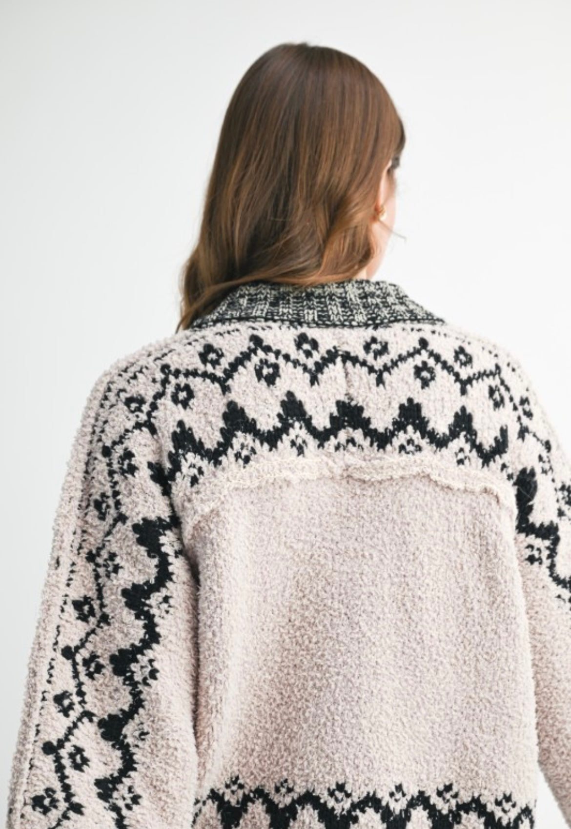 Oat Boho Plush Cardigan