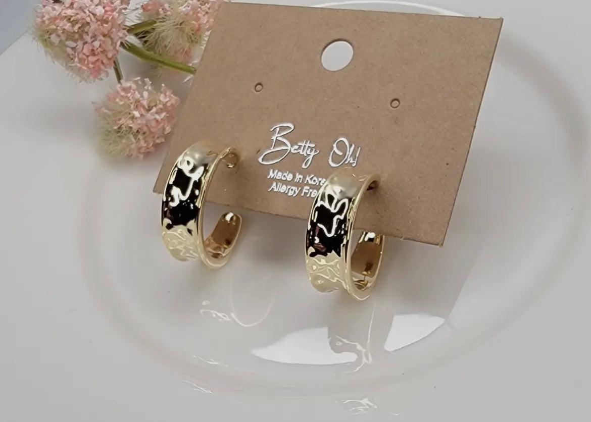 Gold Hammered Hoops