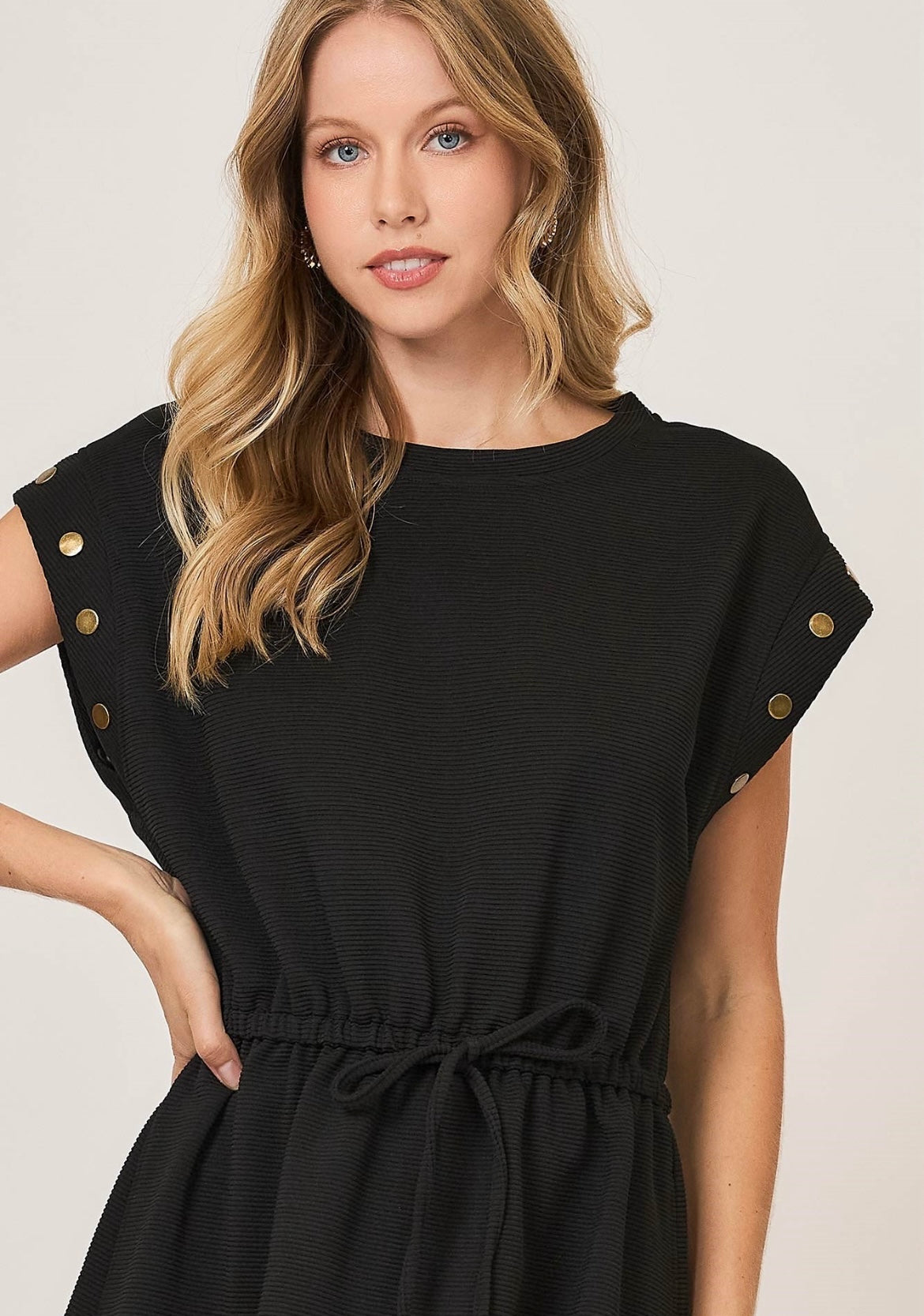Black Ribbed Mini Dress