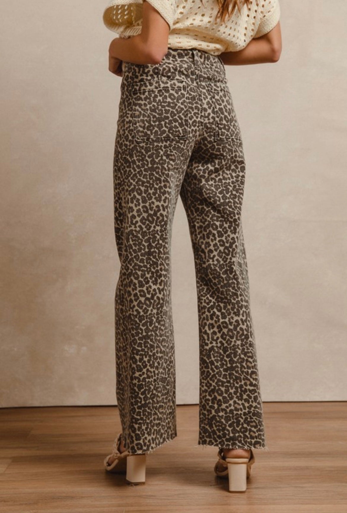 Leopard Print Flare Jeans