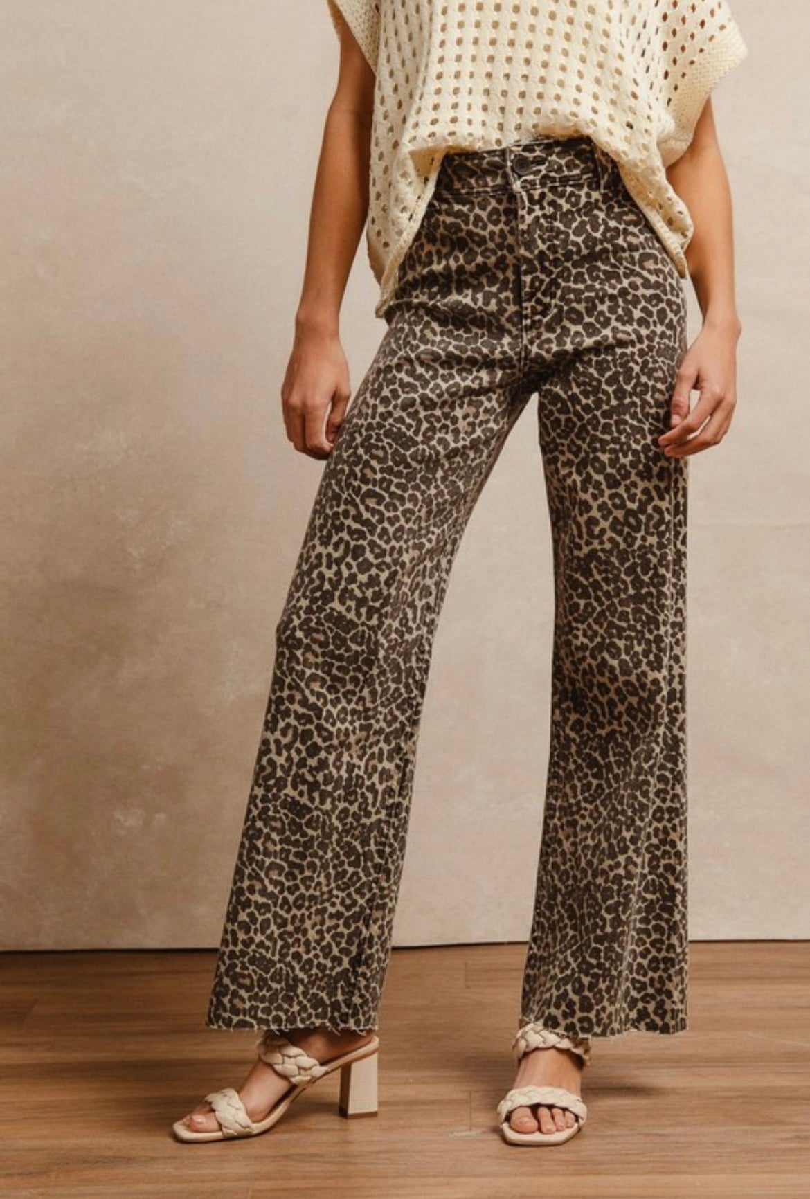 Leopard Print Flare Jeans