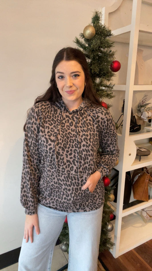 Cocoa Leopard Hoodie Top