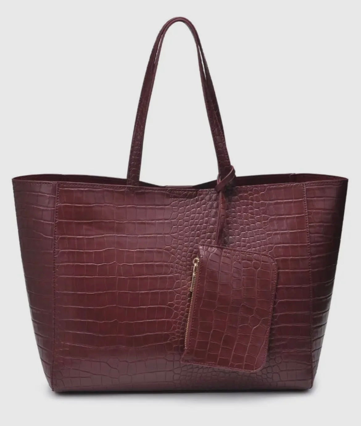 Vegan Leather Croc Print Tote Bag