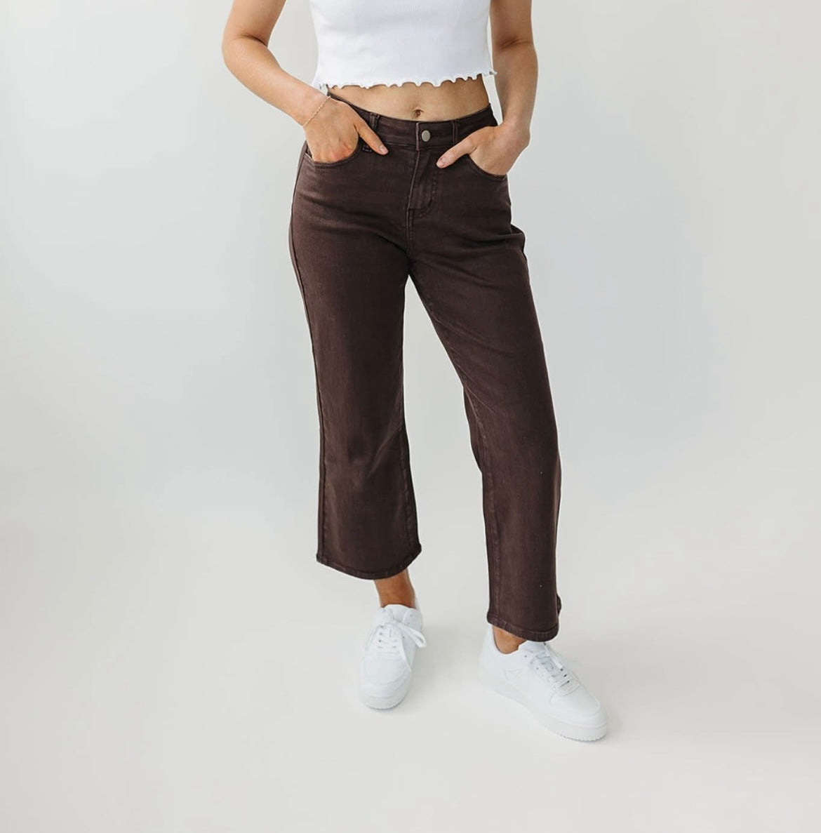 Dark Brown Cropped Jeans