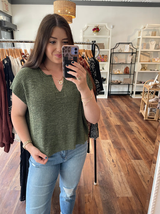 Olive Green Knit Top
