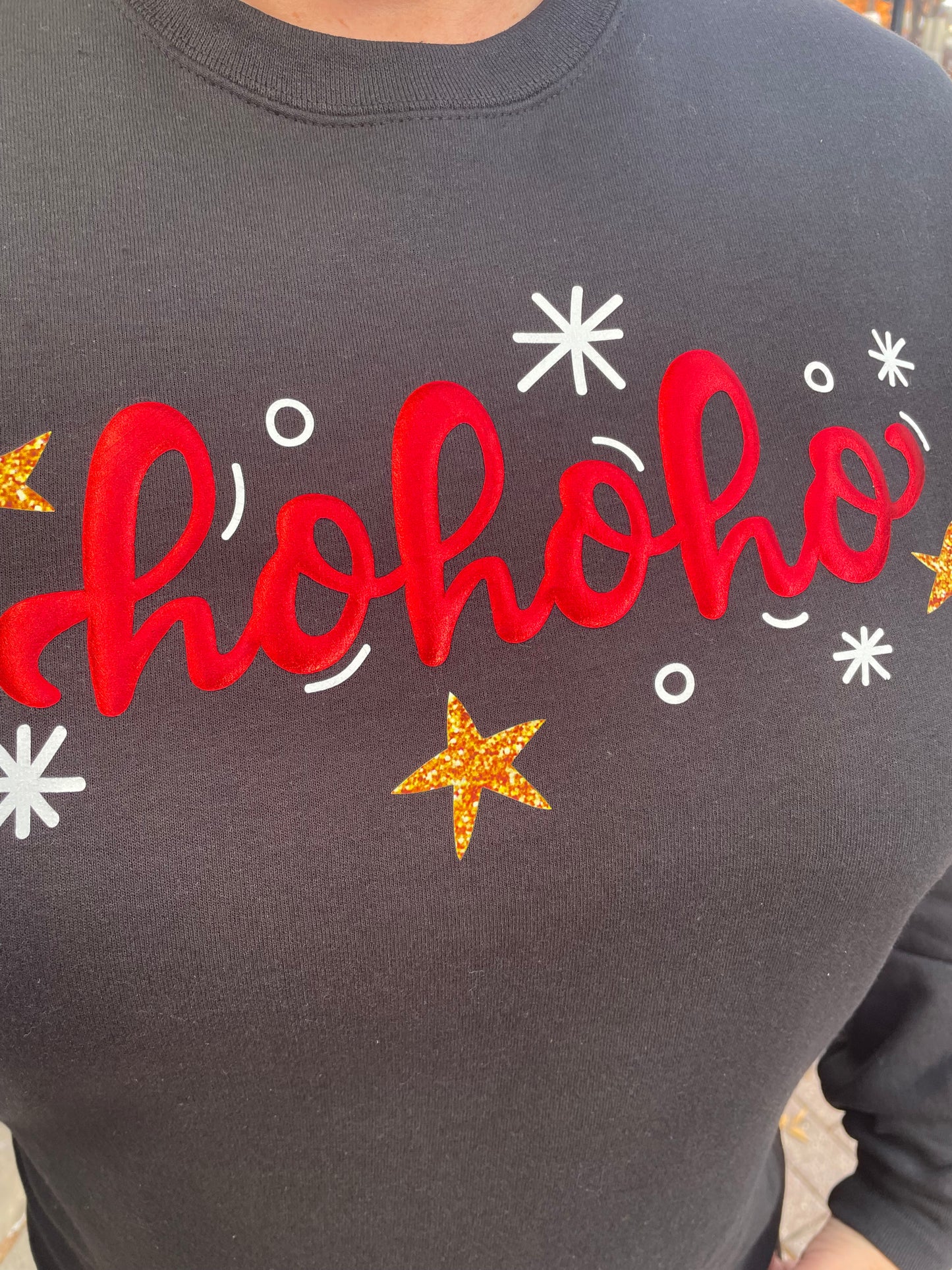 Ho Ho Ho Metallic Puff Crewneck