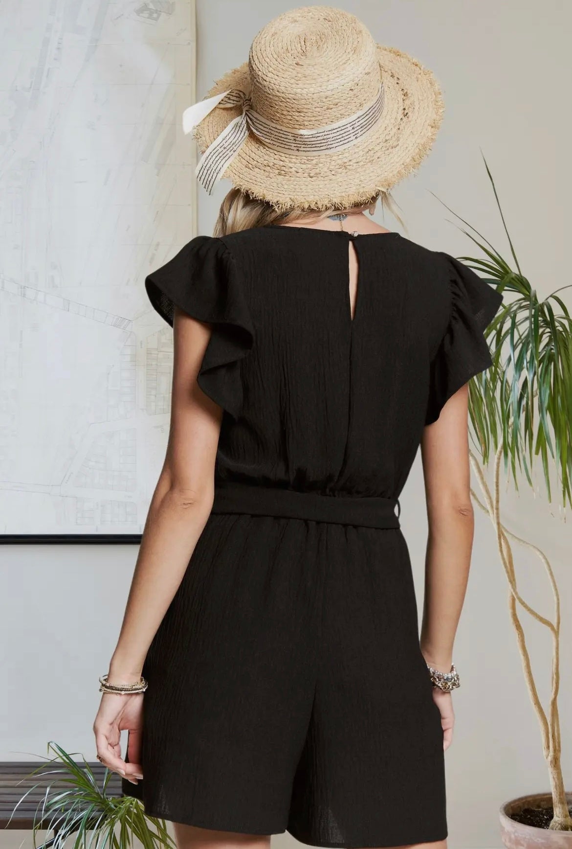 Black Ruffle Romper