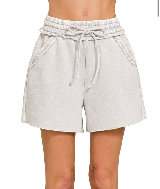 Mineral Washed Drawstring Shorts