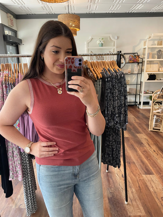 Marsala Tank with Contrast Edge