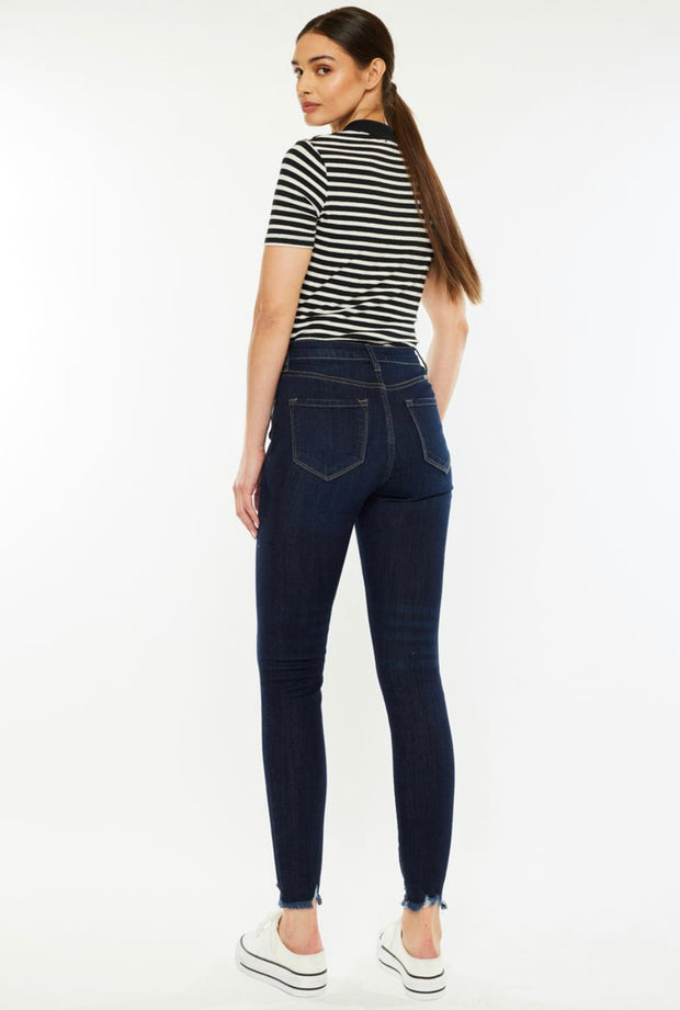 KanCan Dark Wash High Rise Button Fly Jeans