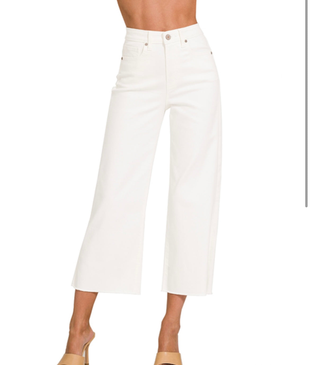 White Wide Leg Cropped Pants