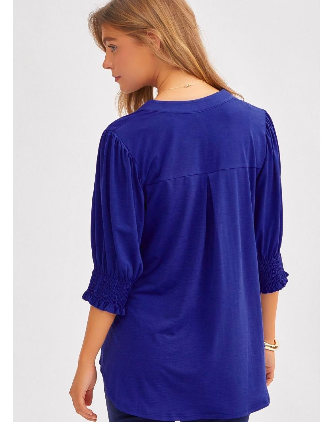 Royal Blue Smocked Top
