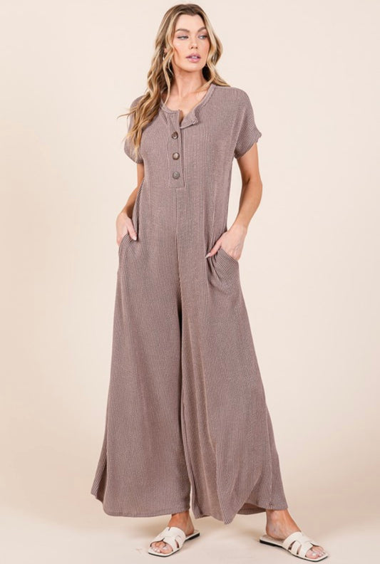 Mocha Rib Knit Jumpsuit