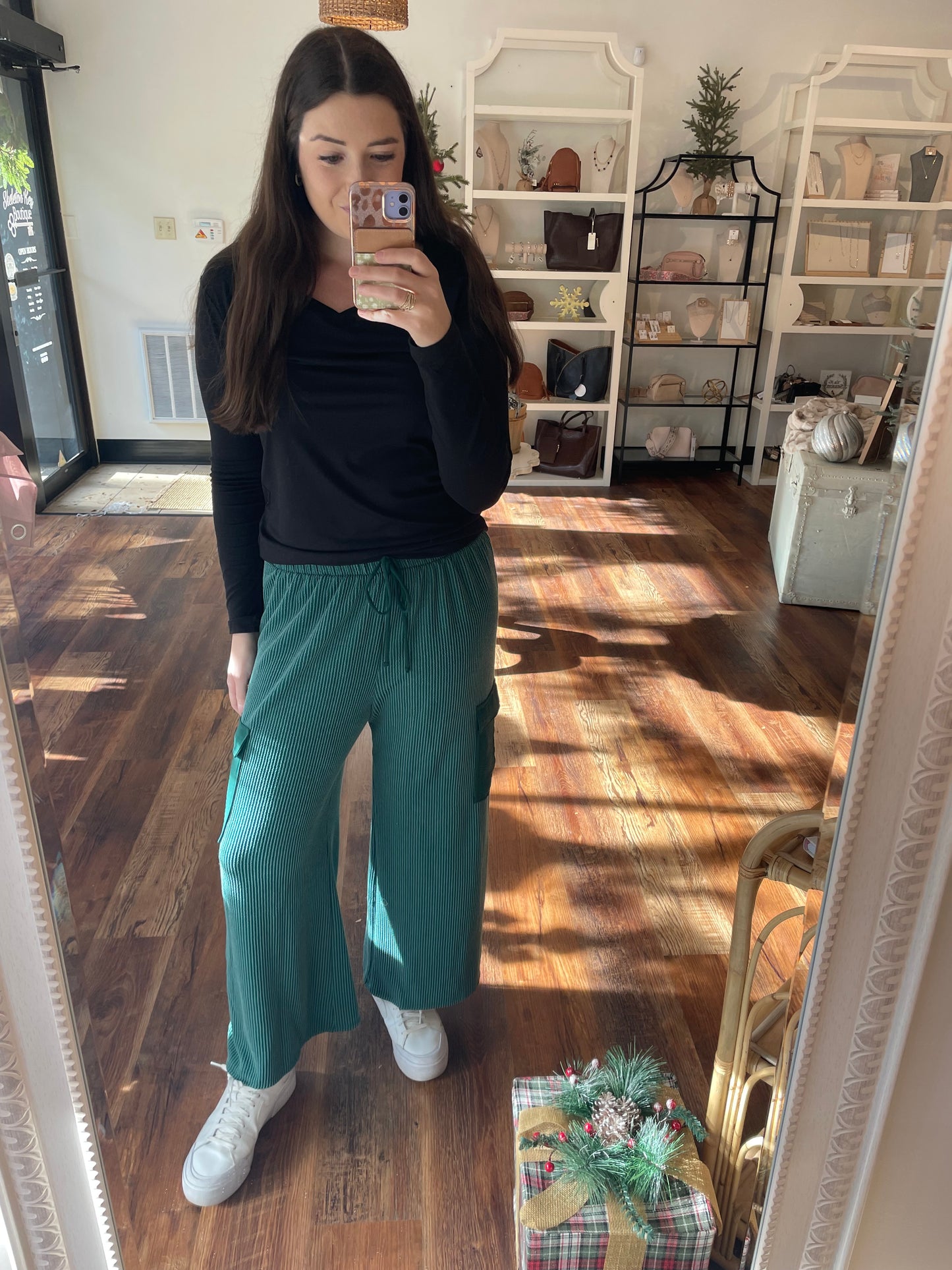 Green Ribbed Lounge Pants