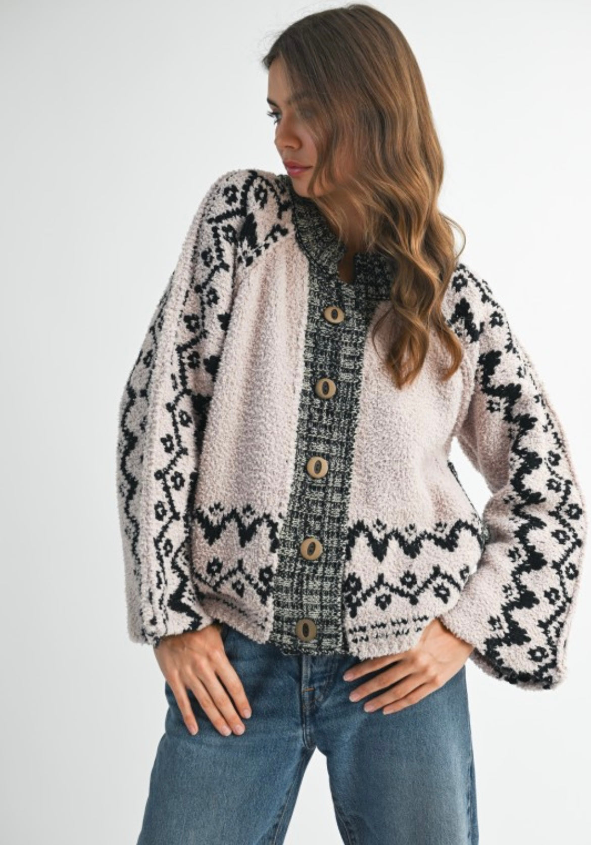 Oat Boho Plush Cardigan