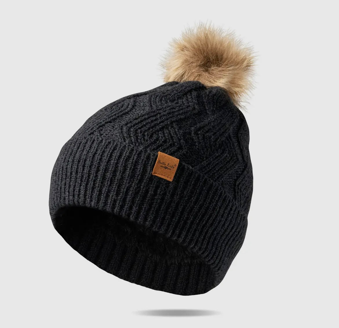 Knit Plush Lined Pom Hat