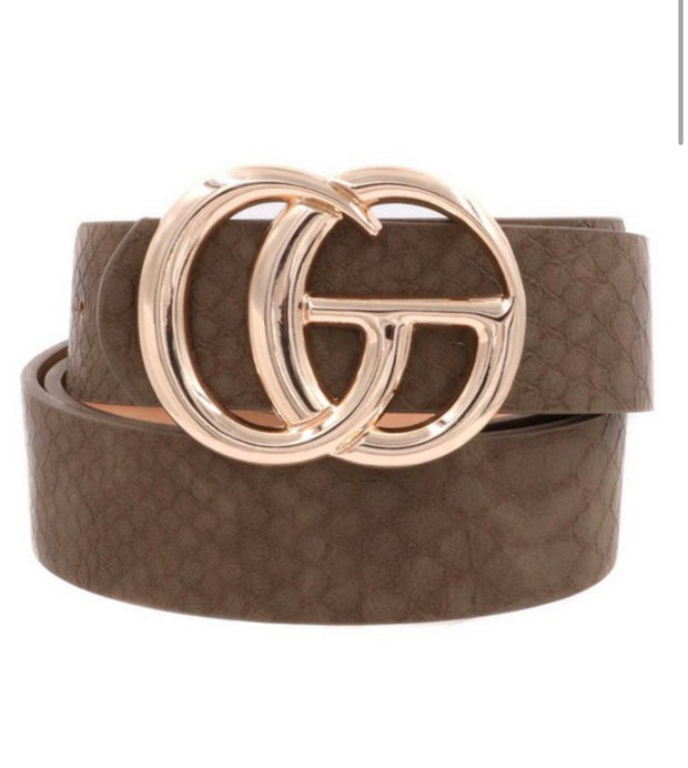 Mocha Crocodile Faux Leather Belt