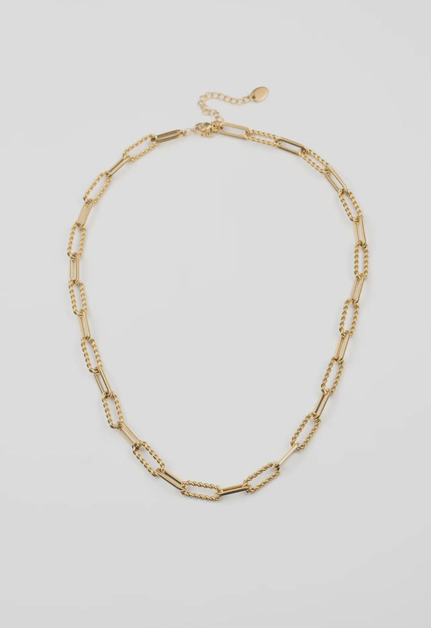 Gold Hammered Links Necklace