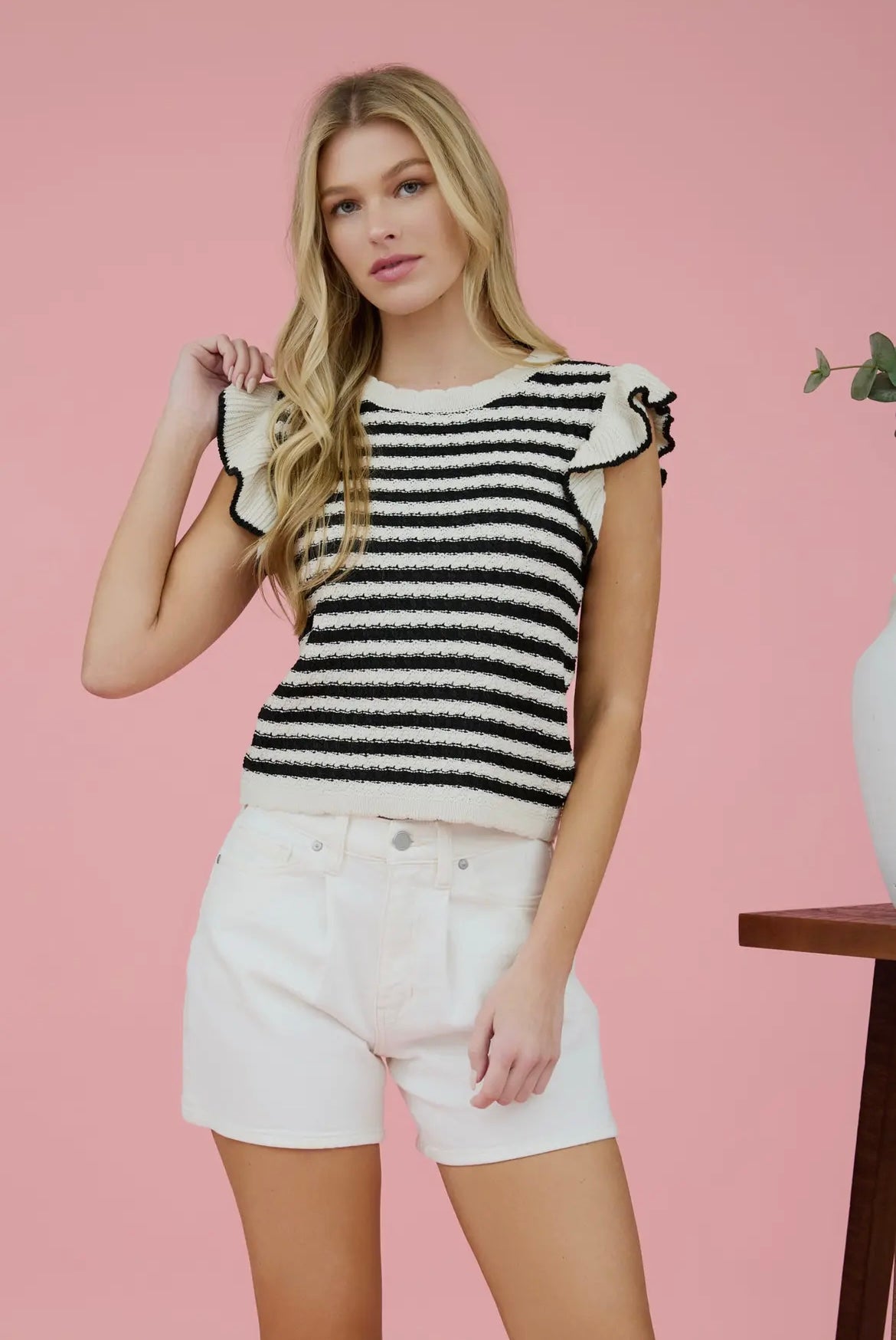 Black and Oatmeal Sweater Top