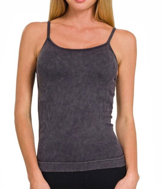 Stone Washed Ribbed Seamless Tank