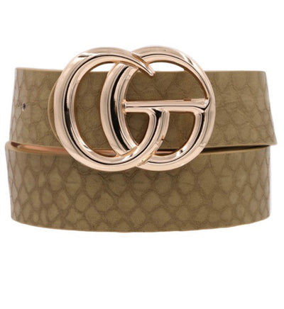 Olive Crocodile Faux Leather Belt