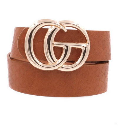 Brown Crocodile Faux Leather Belt