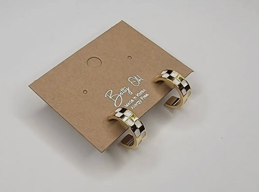 Checkered Hoop Earrings