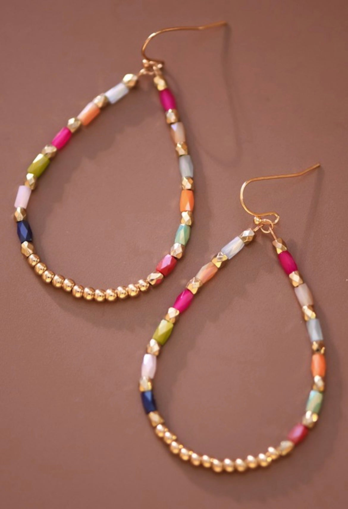 Multicolor Beaded Teardrop Earrings