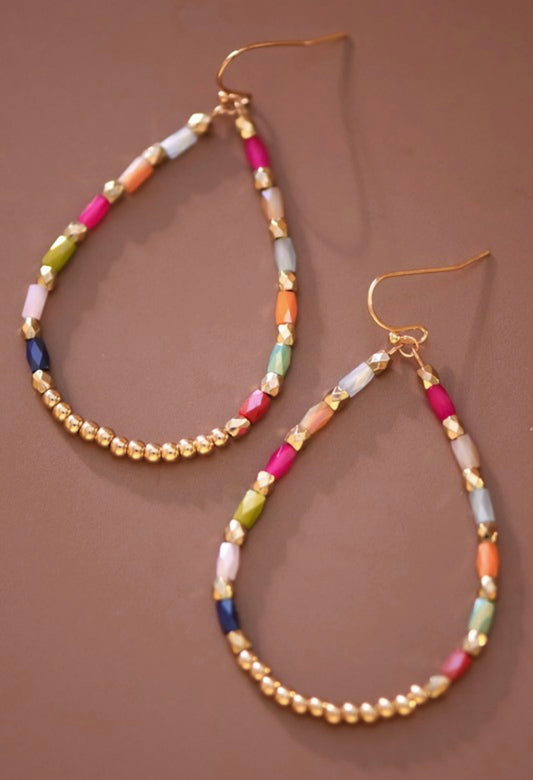 Multicolor Beaded Teardrop Earrings