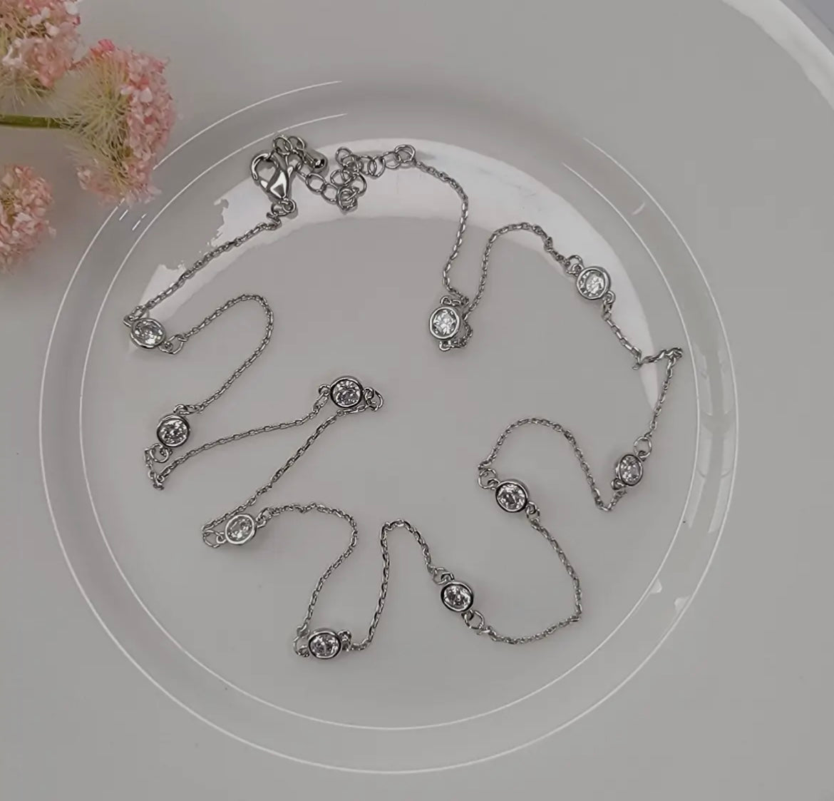Chain Link Necklace with Cubic Zirconia