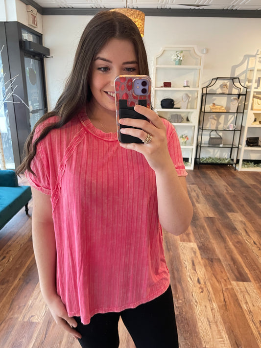 Fuchsia Mineral Wash Top