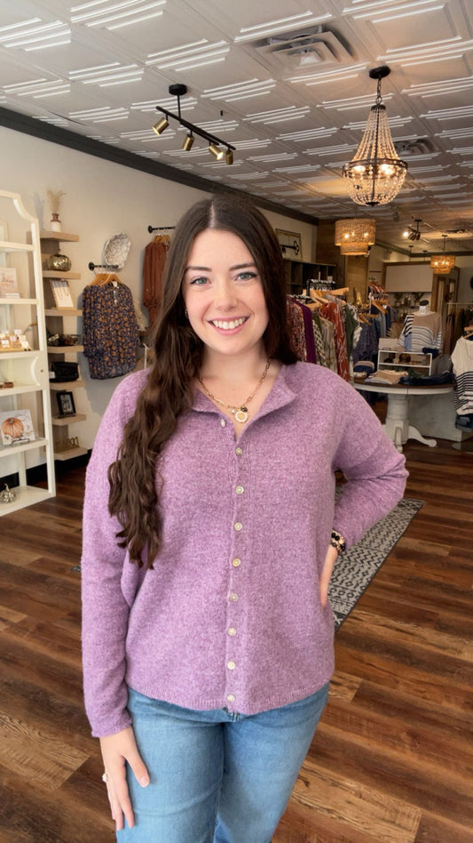 Purple Super Soft Button Down Cardigan