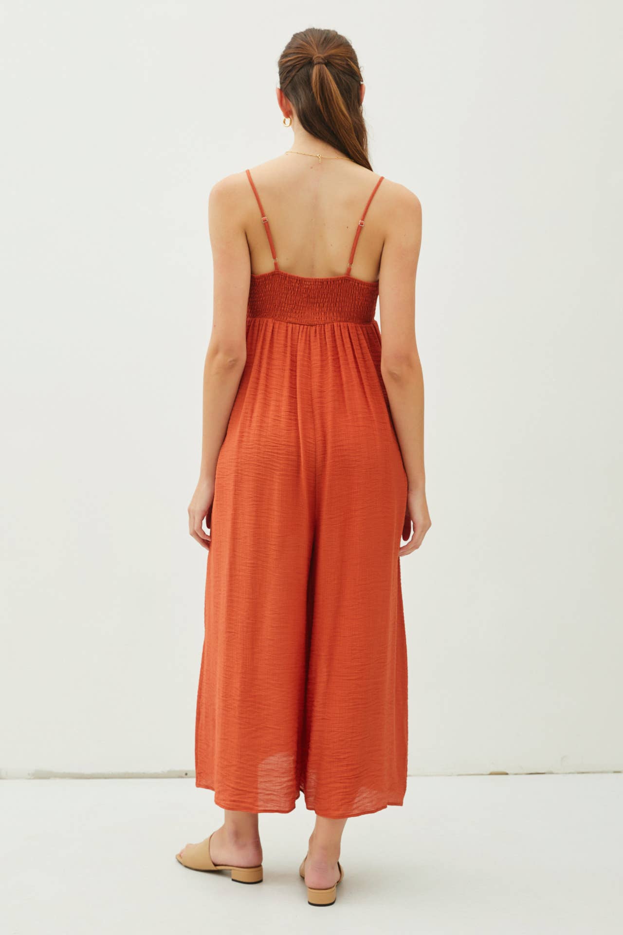 PERSIMMON BOW FRONT WIDE LEG JUMPSUIT