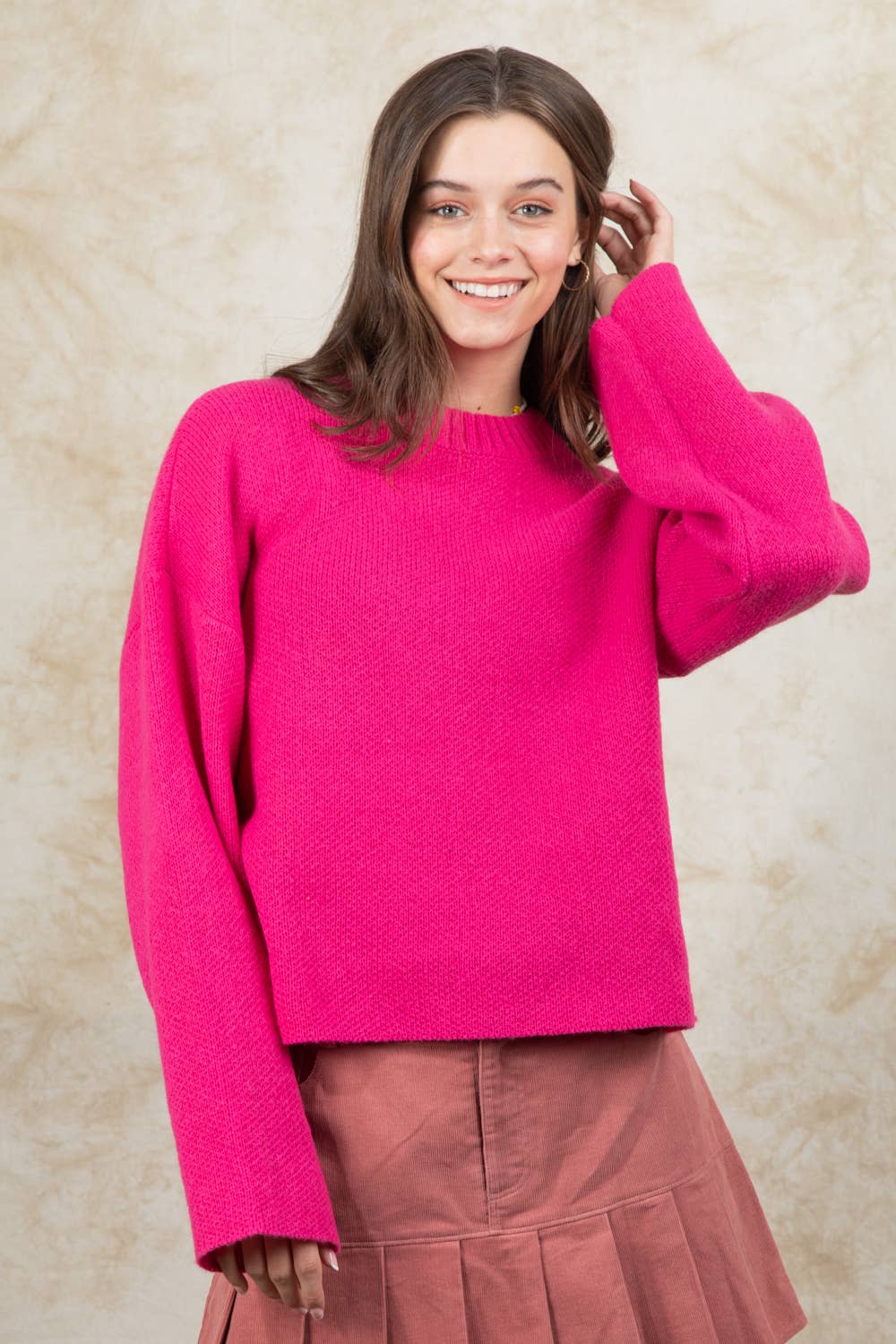 Hot Pink Oversized Sweater Top