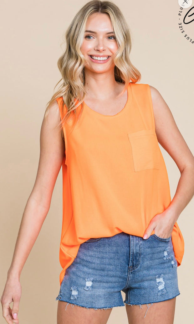 Neon Orange Sleeveless Top