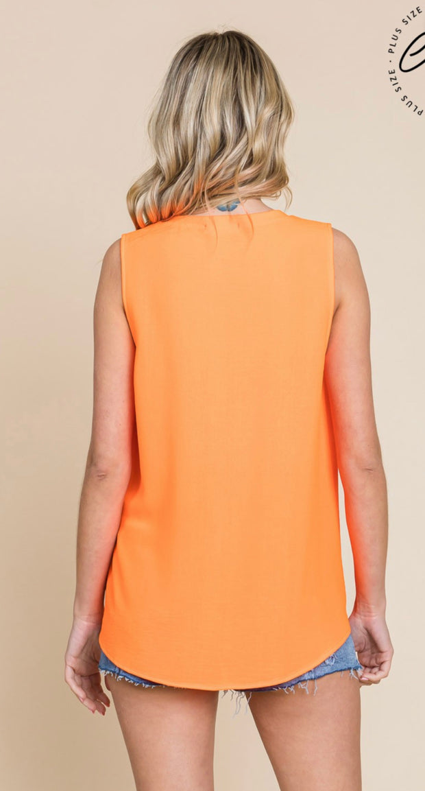 Neon Orange Sleeveless Top