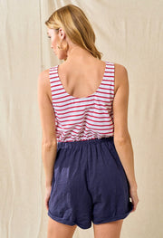Andrea Red White and Navy Romper