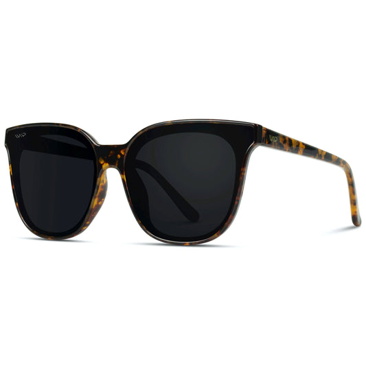 Lucy Oversized Square Polarized Sunglasses: Blaze Tortoise Frame/Black Lens
