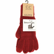 Burgundy Solid Cable Knit CC Gloves
