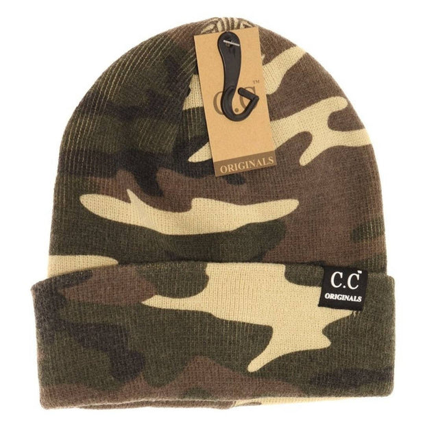Olive Camouflage Short Beanie Hat