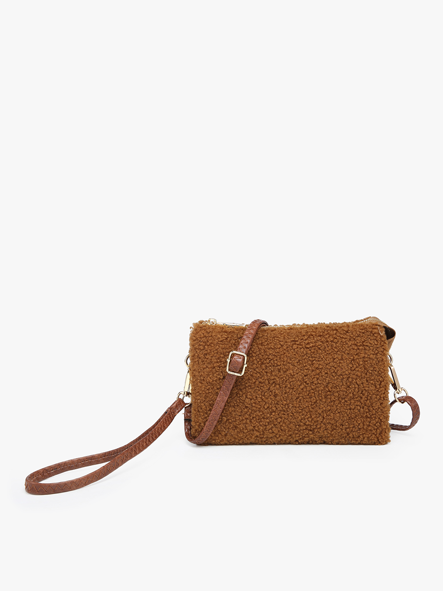 Brown Riley Sherpa 3 Compartment Crossbody/Wristlet