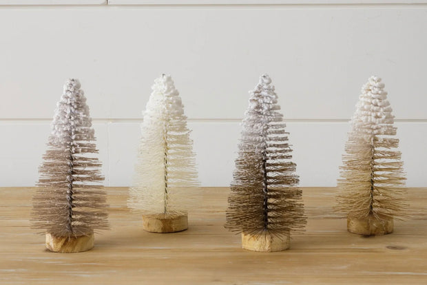 Gold Box Of Flocked Bottle Brush Trees