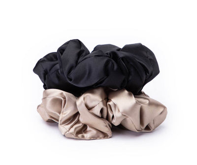 Black/Gold Satin Pillow Sleep Scrunchies