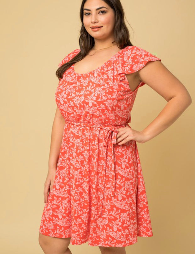 Reese Coral/Blush Floral Dress