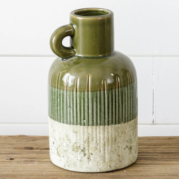 Green Jug with Distressed Bottom