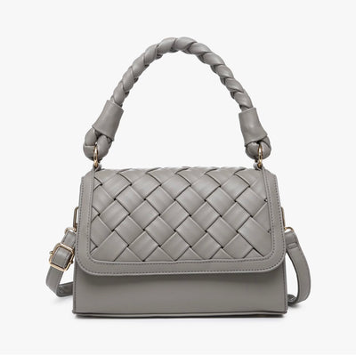 Piper Grey Woven Satchel Handbag