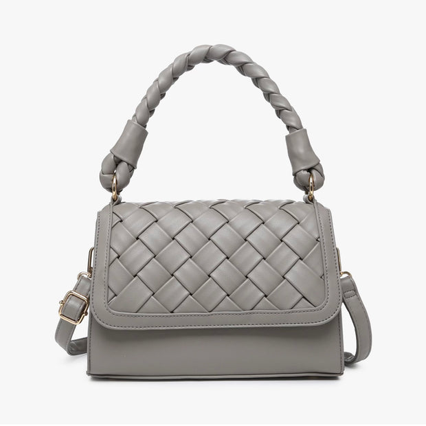 Piper Grey Woven Satchel Handbag