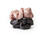Blush/Charcoal Satin Sleep Scrunchies