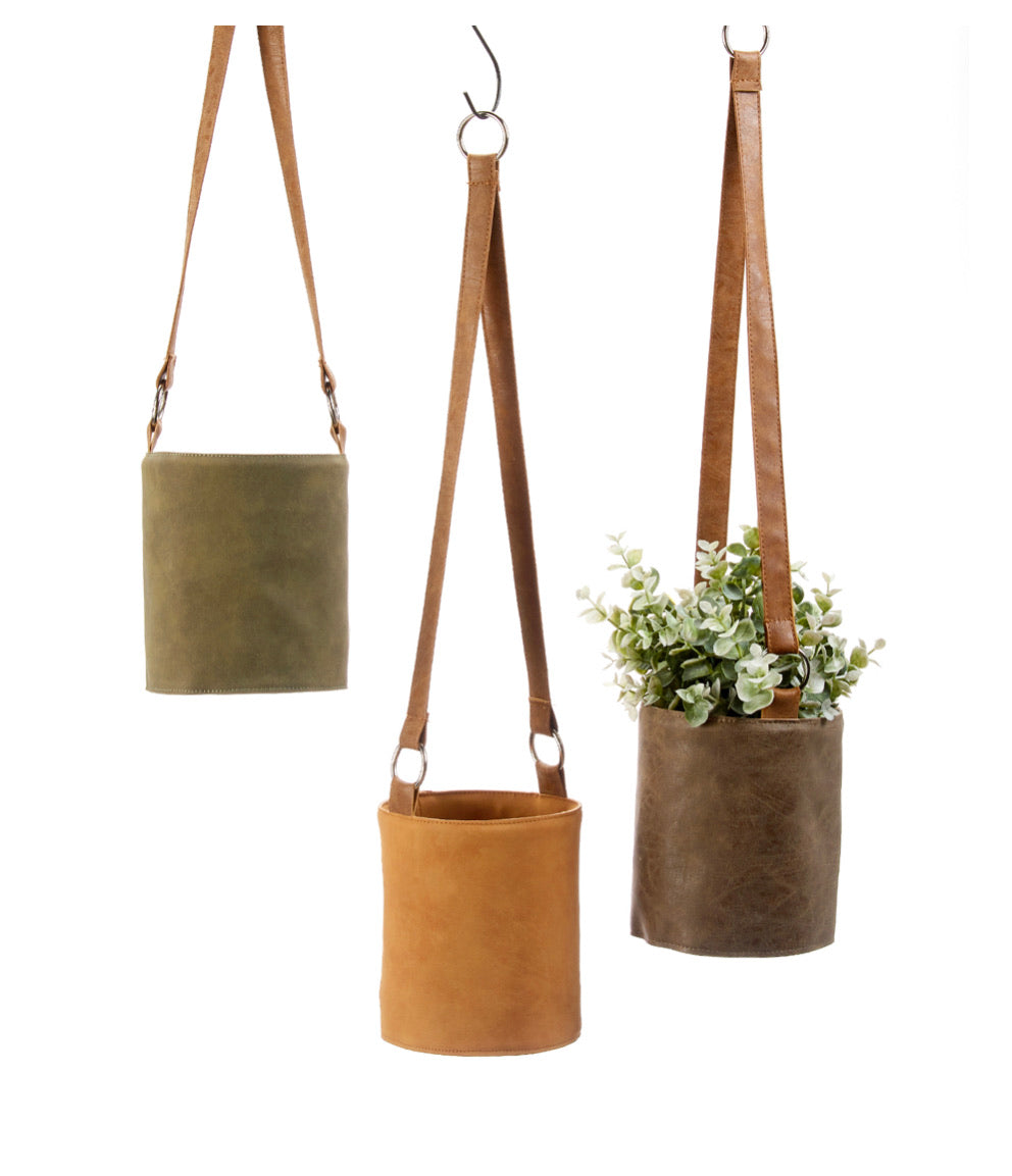 Faux Leather Hanging Pot