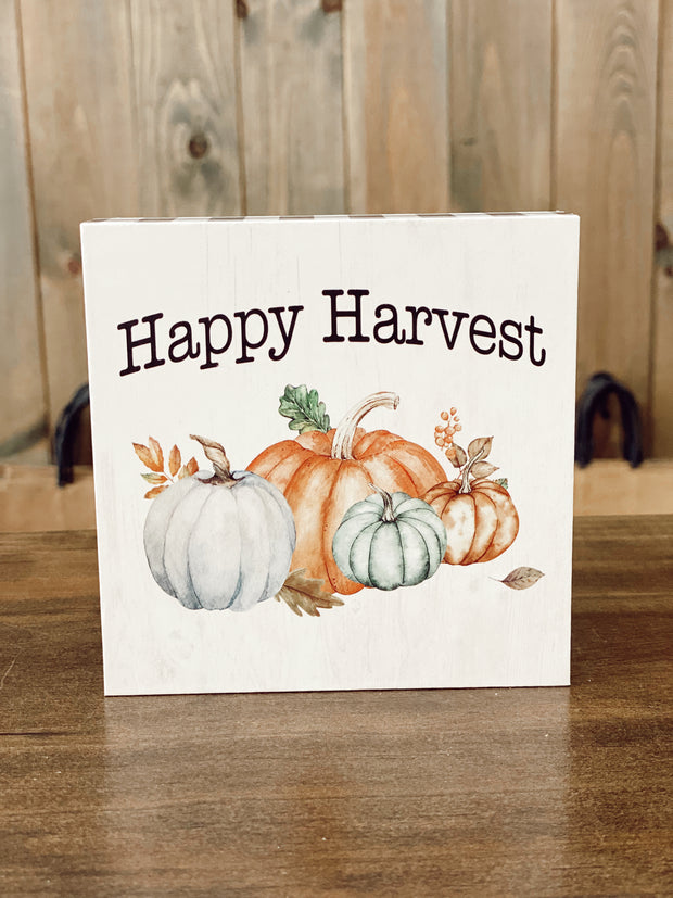 Happy Harvest Block Sign